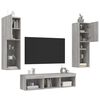 vidaXL TV Wall Unit Set of 5 Grey Sonoma Engineered Wood, Glass