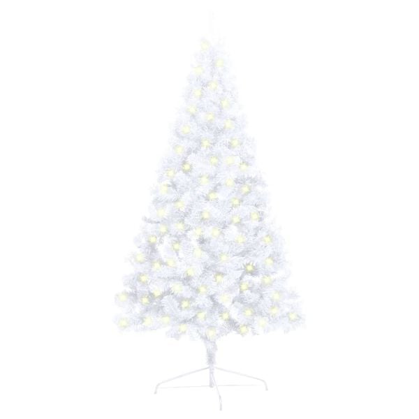 vidaXL Artificial Half Pre-lit Christmas Tree with Stand White 47.2" PVC