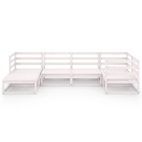 vidaXL Garden Lounge Set White Solid Pine Wood Medium Modular