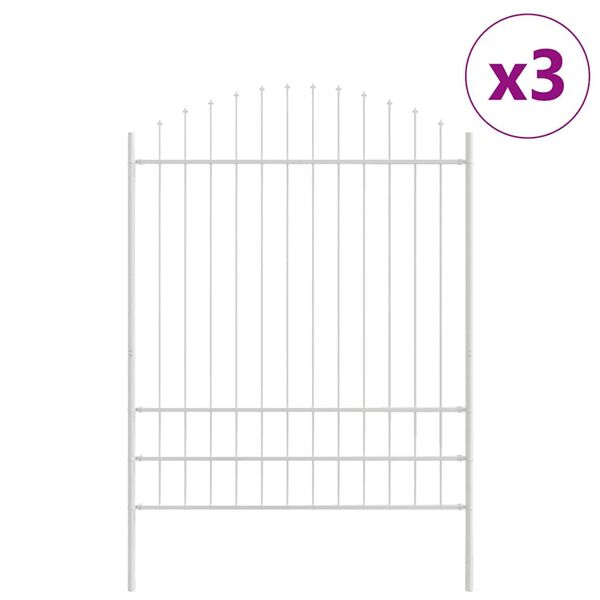 vidaXL Garden Fence 3 pcs White 66.93 x 88.58 in Powder-Coated Steel