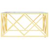 vidaXL Coffee Table Gold, Clear Stainless Steel, Tempered Glass Medium