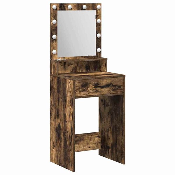 vidaXL Dressing Table with Drawer Smoked Oak 19.69 x 16.14 x 53.15 in