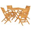 vidaXL Garden Dining Set Teak Solid teak wood 5 Piece Set Foldable