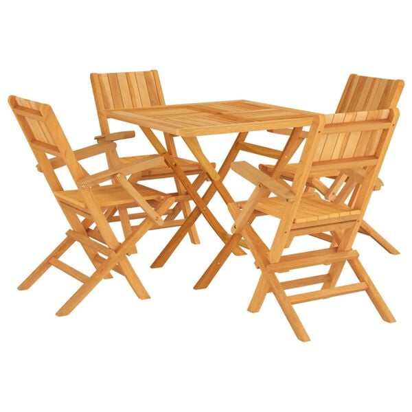 vidaXL Garden Dining Set Teak Solid teak wood 5 Piece Set Foldable