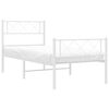 vidaXL Metal Bed Frame White Steel Twin Bed Frame Rectangular Modern