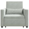 vidaXL Pull out Sofa Bed Single Light gray 90 x 165 x 87 cm Velvet