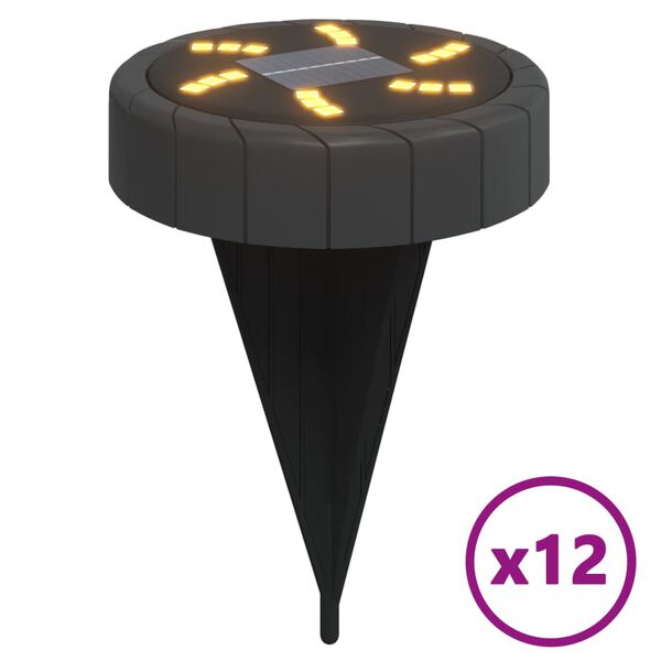 vidaXL Solar Ground Light Set of 12 Black ABS plastic and PP plastic
