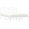 vidaXL Bed Frame White Powder-Coated Steel King Bed Frame Rectangular
