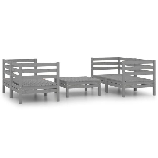 vidaXL Garden Lounge Set Grey Solid pinewood Modular Garden Lounge Set