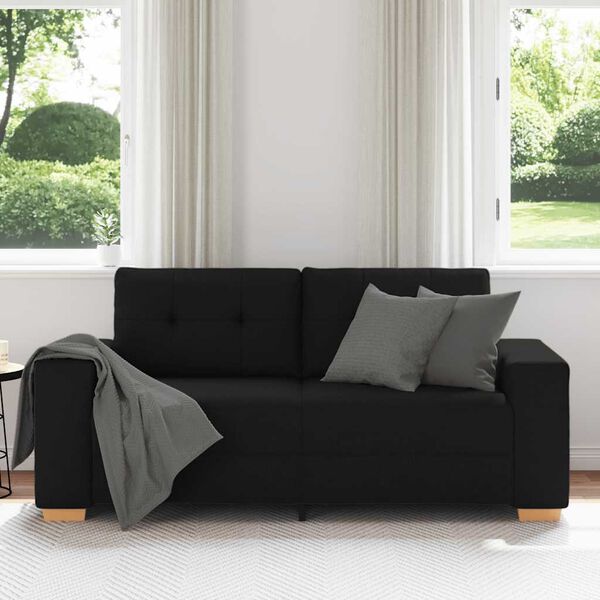 vidaXL Loveseat Sofa Black 100% Polyester, Plywood, Steel 2-seater