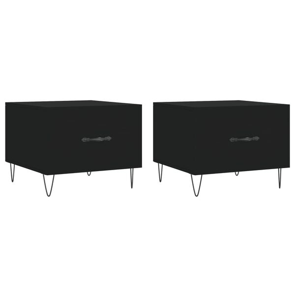 vidaXL Coffee Table Set of 2 Black Engineered wood, Iron Medium