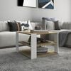 vidaXL Coffee Table Sonoma Oak and White Engineered Wood Square Modern