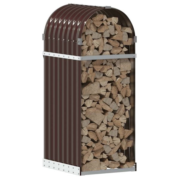 vidaXL Log Holder Brown 15.7"x17.7"x39.4" Galvanized Steel