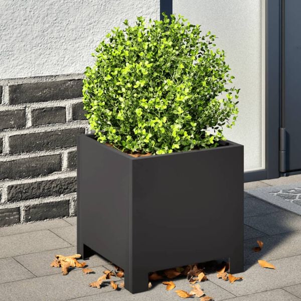 vidaXL Garden Planter Black Steel Large Durable Steel Planter Square