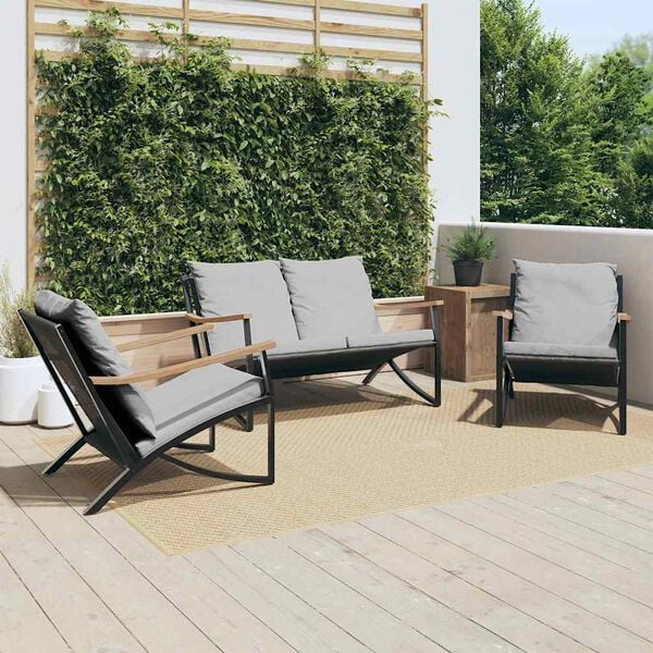 vidaXL Balcony Furniture Set Black Powder-coated steel Medium