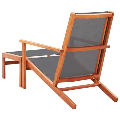 vidaXL Patio Chair with Footrest Solid Eucalyptus Wood&Textilene