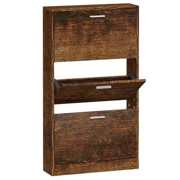 vidaXL Shoe Cabinet Smoked Oak Engineered Wood Medium Shoe Cabinet