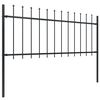 vidaXL Garden Fence with Spear Top Steel 421.3"x31.5" Black