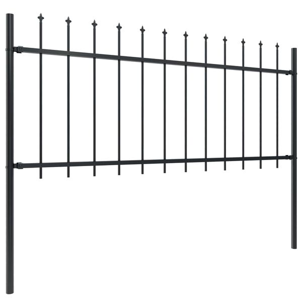 vidaXL Garden Fence with Spear Top Steel 421.3"x31.5" Black
