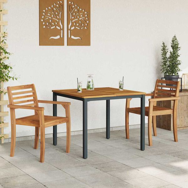 vidaXL Outdoor Table Natural and Black 35.43 x 35.43 x 29.53 in
