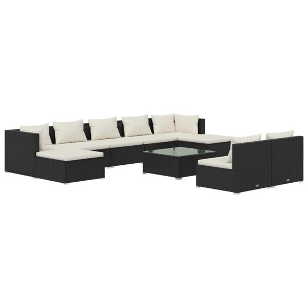 vidaXL Garden Lounge Set Black, Cream