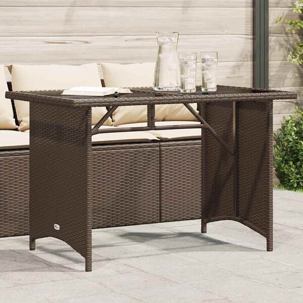 vidaXL Garden Table Brown PE Rattan 43.3 x 26.8 in