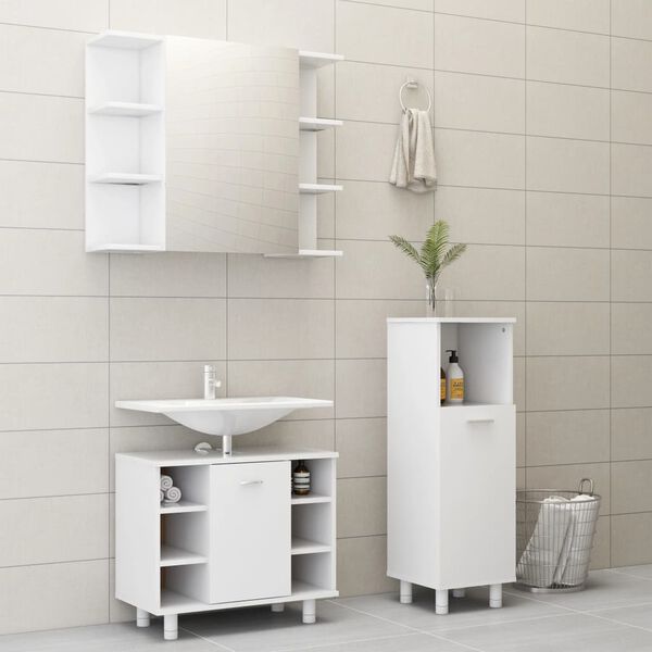 vidaXL Bathroom Furniture Set White Engineered wood Storage