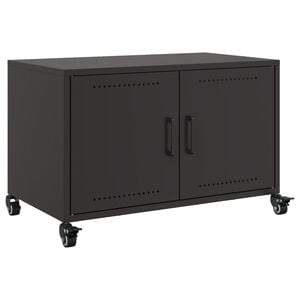 vidaXL TV Cabinet Black Cold-rolled Steel Small TV Cabinet Rectangular