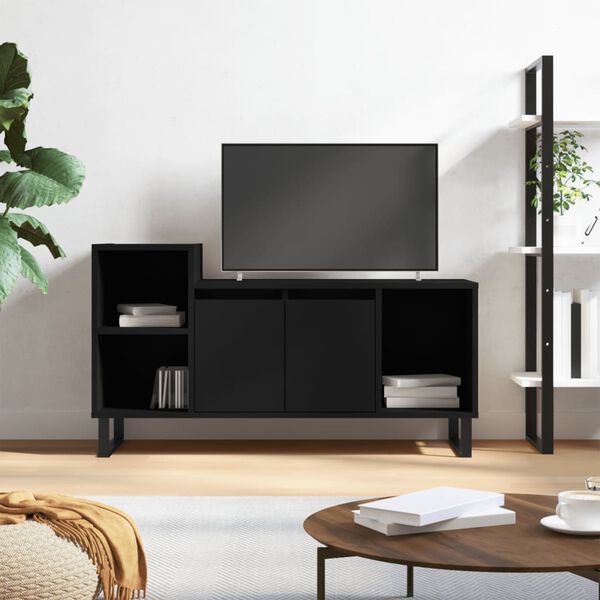 vidaXL TV Cabinet Black Engineered Wood Medium TV Cabinet Rectangular