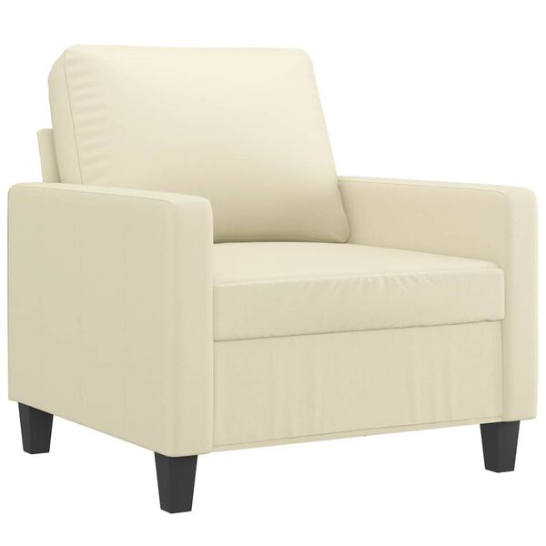 vidaXL Sofa Set Cream Faux leather (75% PVC, 20% polyester, 5% cotton)