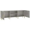 vidaXL TV Cabinet Concrete grey Engineered wood, Solid eucalyptus wood