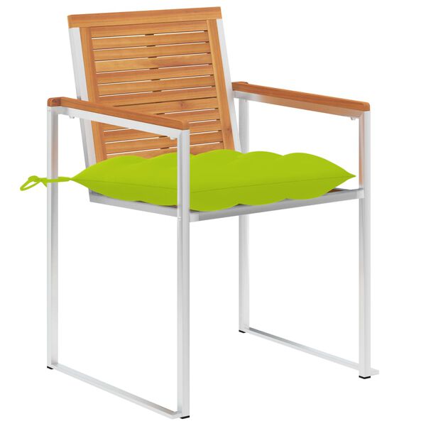 vidaXL Patio Chairs with Cushions 2 pcs Solid Acacia Wood and Steel