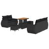 vidaXL Garden Sofa Set with Cushion 8 pcs Black Poly Rattan