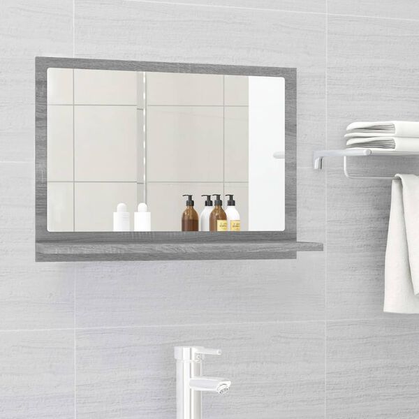 vidaXL Mirror Gray Sonoma Engineered wood Mirror Wall Mounted Mirror