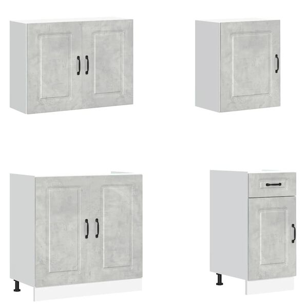 vidaXL Kitchen Cabinet Set Concrete Grey Engineered wood 7-piece set