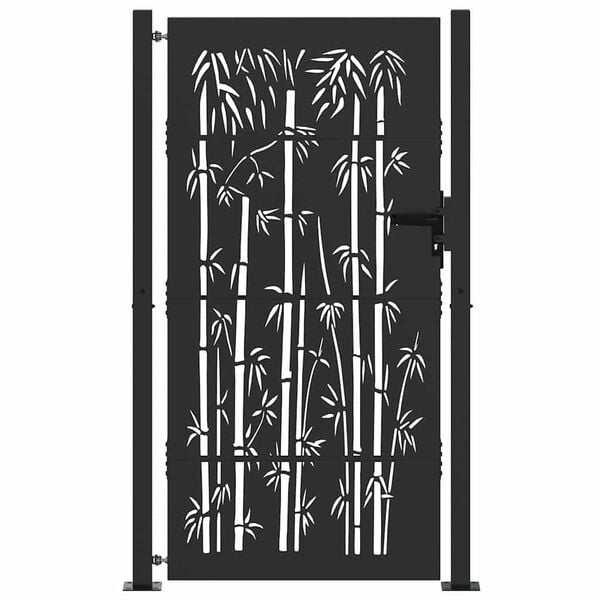 vidaXL Garden Gate 39.4x78.7" Corten Steel Bamboo Design