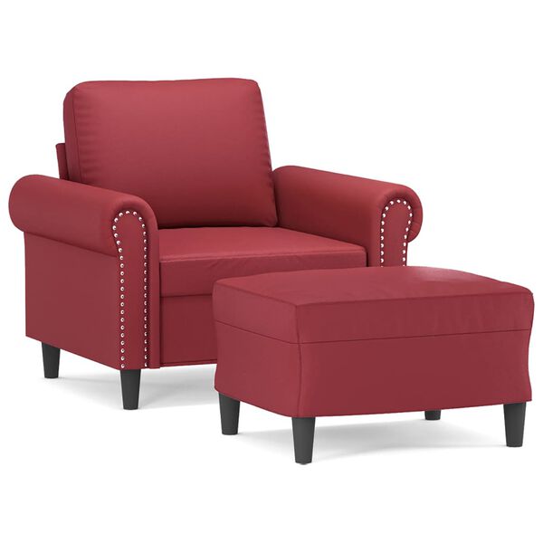 vidaXL Sofa Chair With Footstool Wine Red