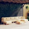 vidaXL Garden Lounge Set Cream, Natural Wood