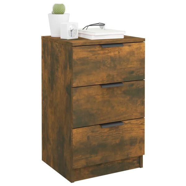 vidaXL Bedside Cabinet Smoked Oak Engineered Wood Medium Bedside Cabinet