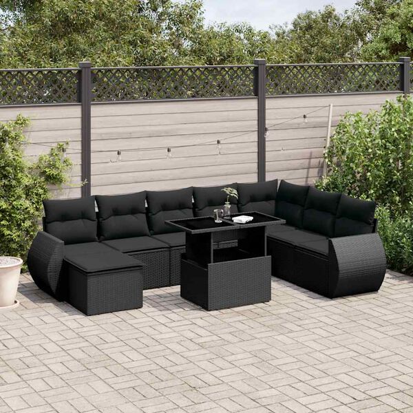 vidaXL Garden Sofa Set Black