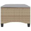 vidaXL Garden Stool Beige, Light Grey PE rattan, Powder-Coated Steel
