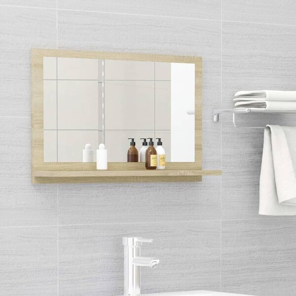 vidaXL Mirror Sonoma oak Engineered wood, acrylic 23.6 x 4.1 x 14.6 in