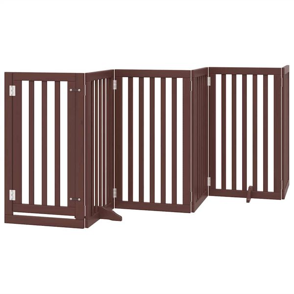 vidaXL Dog Gate Set of 15 Brown Solid Poplar wood Foldable Dog Gate