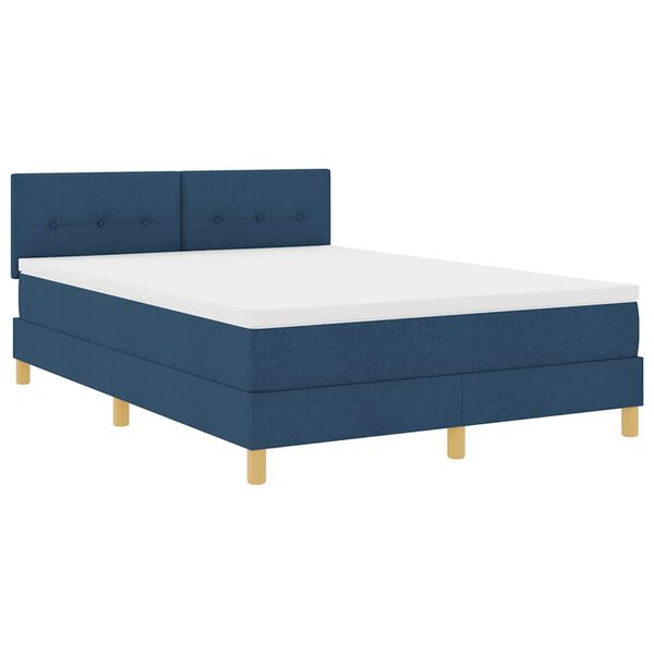 vidaXL LED Box Spring Bed with Mattress Blue 62.99 x 78.74 in Fabric