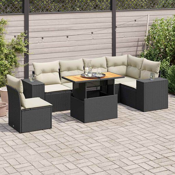 vidaXL Garden Sofa Set Black PE Rattan Large Garden Sofa Set