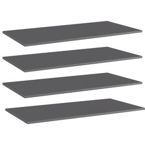 vidaXL Shelf Set of 4 High gloss grey Engineered wood