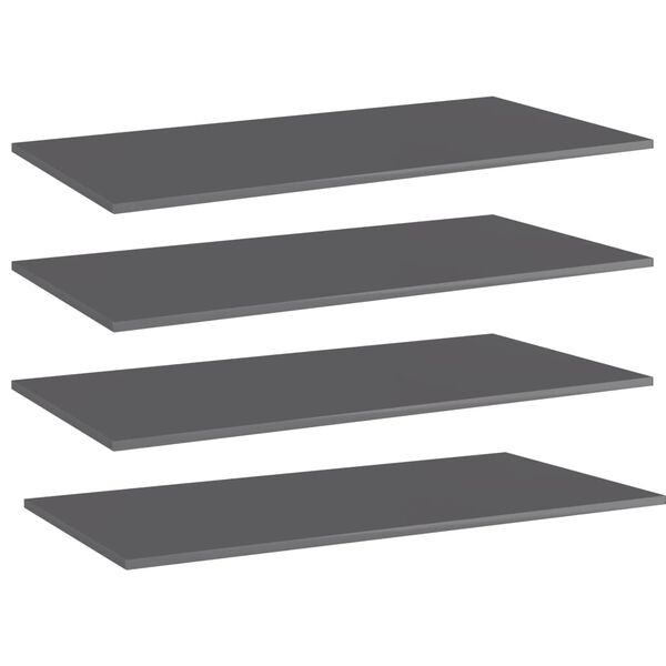 vidaXL Shelf Set of 4 High gloss grey Engineered wood