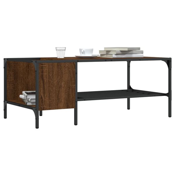 vidaXL Coffee Table Brown Oak and Black Engineered Wood and Metal Medium