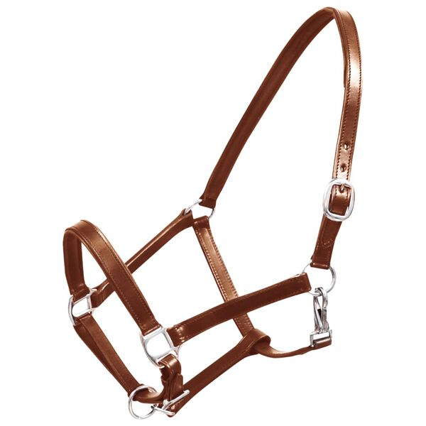 vidaXL Horse Headcollar Brown Buffalo Leather Full Adjustable Armrests