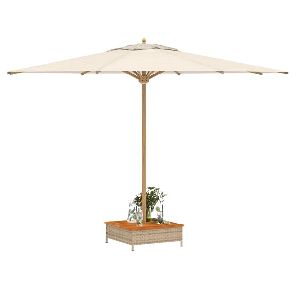 vidaXL Parasol Base Cover Beige and brown PE Rattan and Acacia Wood
